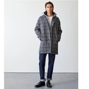Todd Snyder Italian Wool Carcoat in Grey Windowpane